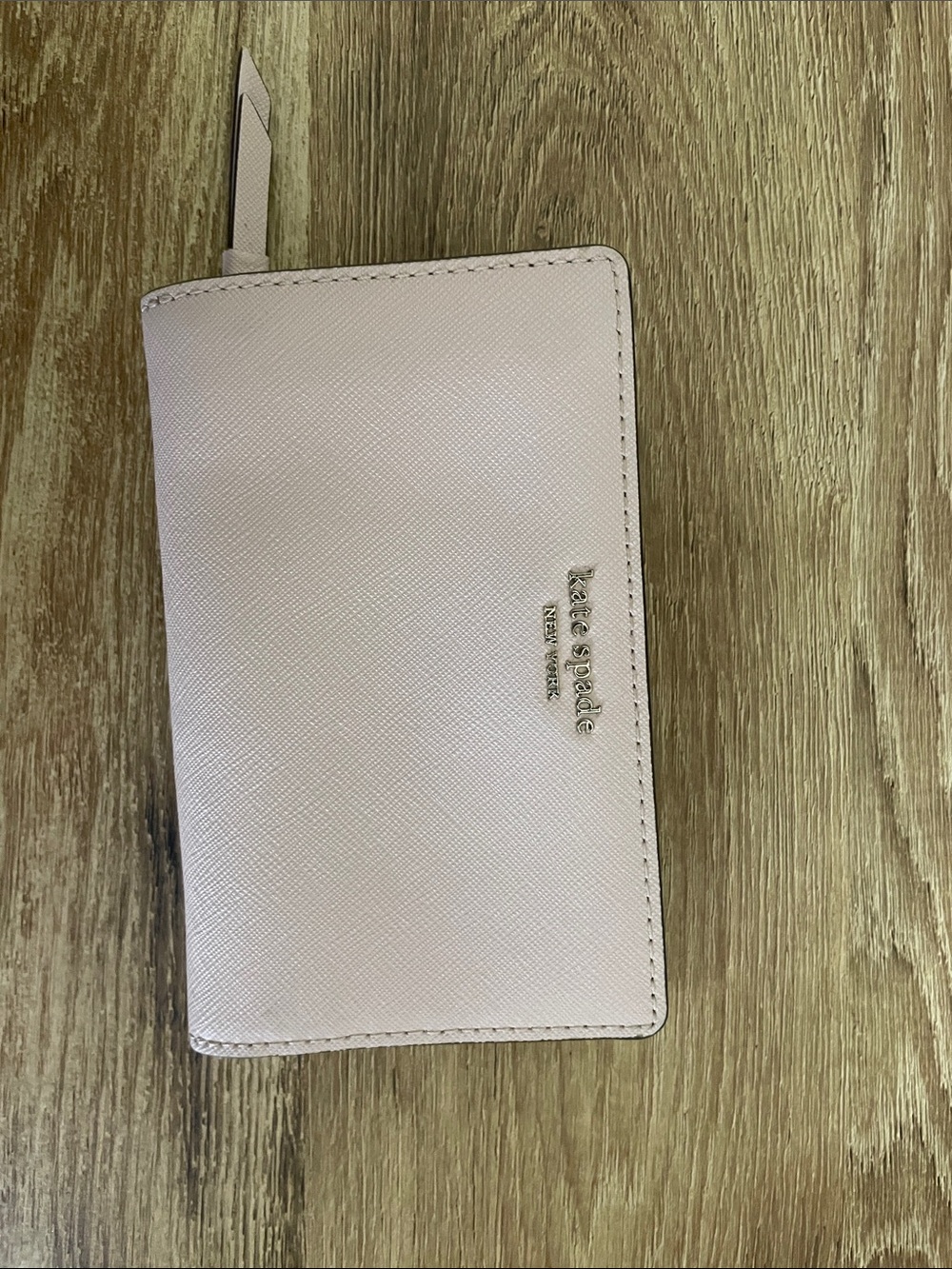 kate spade light pink leather zip wallet